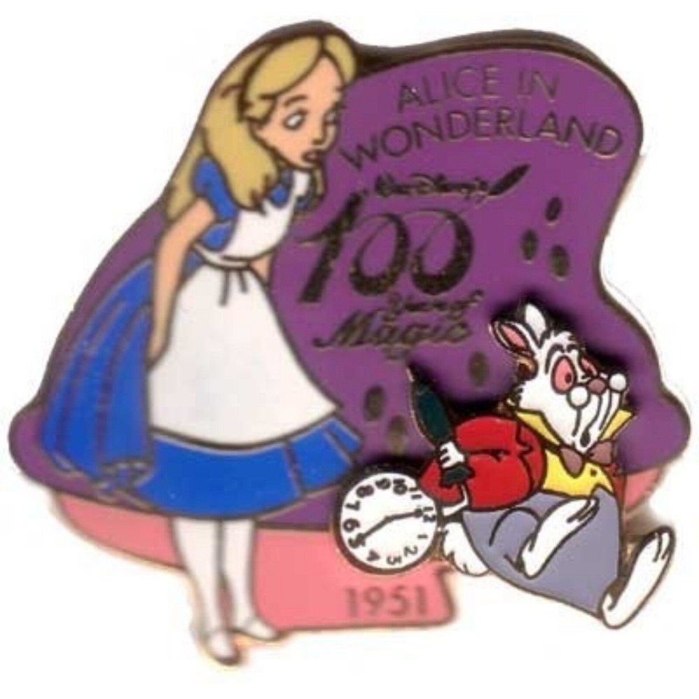 Vintage Disney Pin Alice with White Rabbit 3D Japan 6114 100 Years of Magic LE